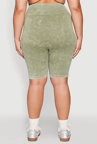 Womens Plus Mineral Wash Ribbed Seamless Bike Shorts,