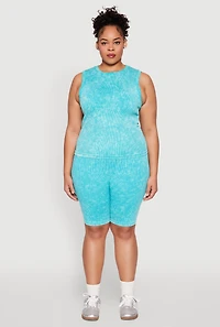 Plus Mineral Wash Ribbed Seamless Bike Shorts