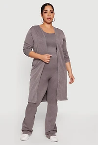 Plus Acid Wash Textured Knit Flare Leggings