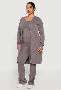 Plus Acid Wash Textured Knit Flare Leggings