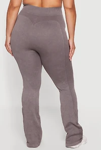 Plus Acid Wash Textured Knit Flare Leggings