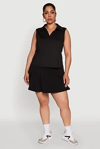 Womens Plus Active High Waisted Pleated Skort,