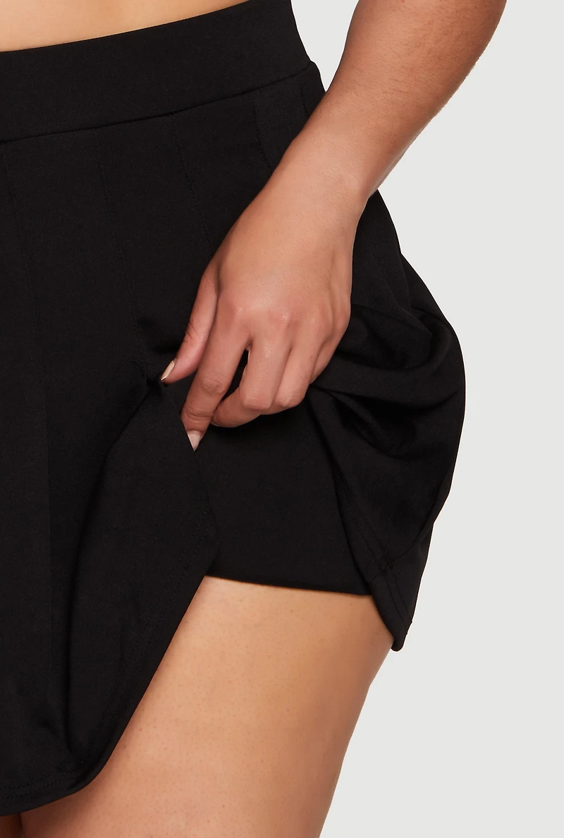 Womens Plus Active High Waisted Pleated Skort,