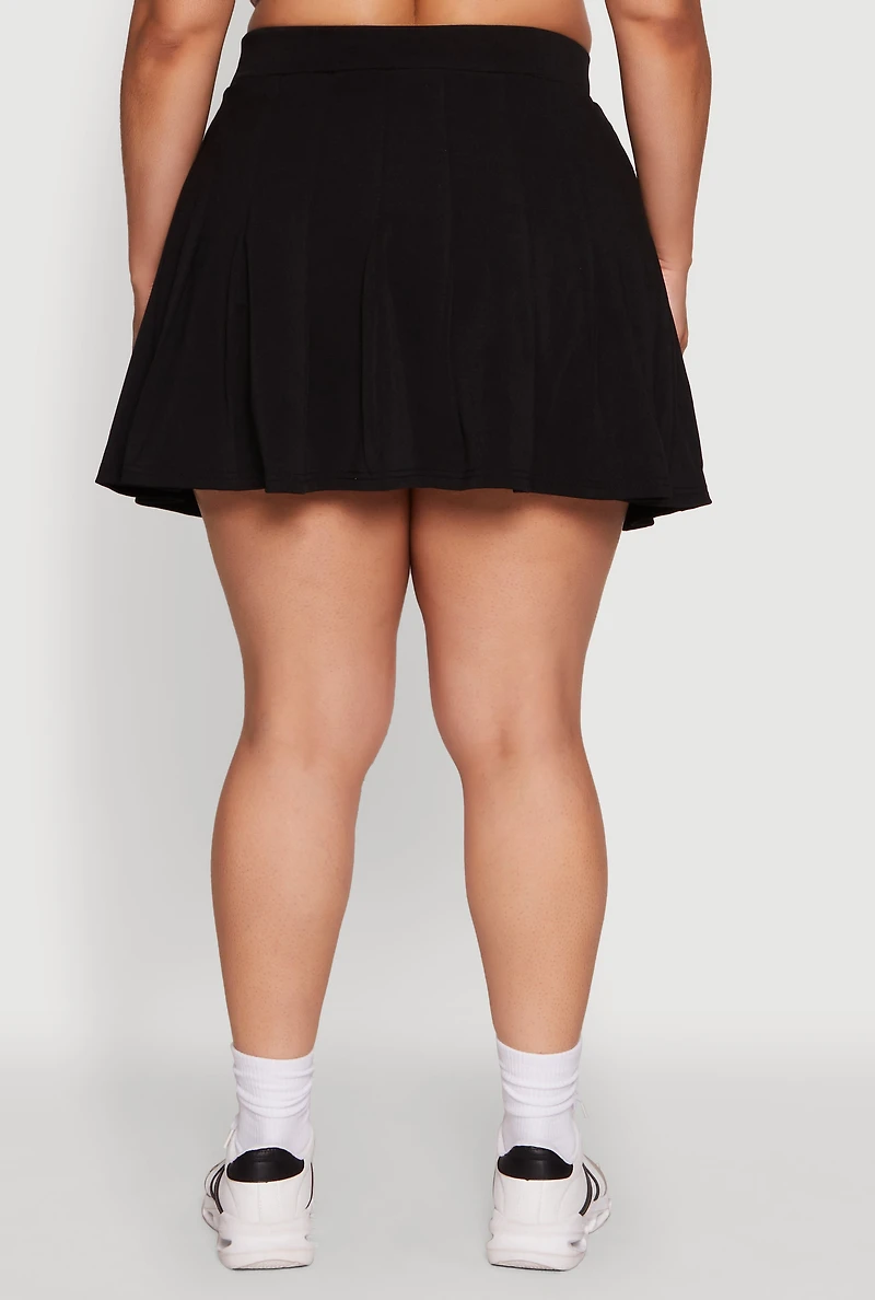 Womens Plus Active High Waisted Pleated Skort,