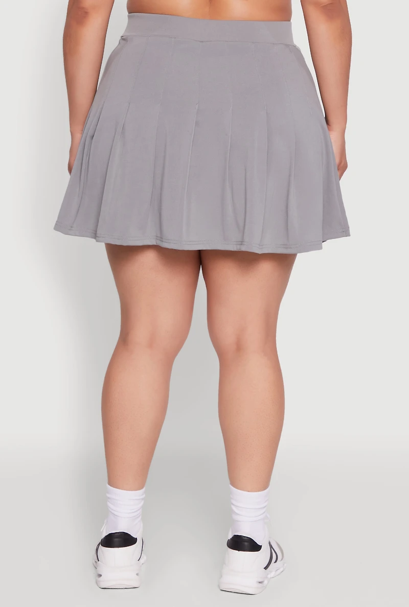 Womens Plus Size Active High Waisted Pleated Skort, Grey, Size 3X