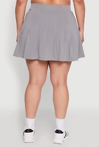 Womens Plus Size Active High Waisted Pleated Skort, Grey, Size 3X