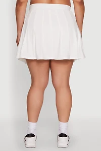 Womens Plus Size Active High Waisted Pleated Skort, White, Size 1X
