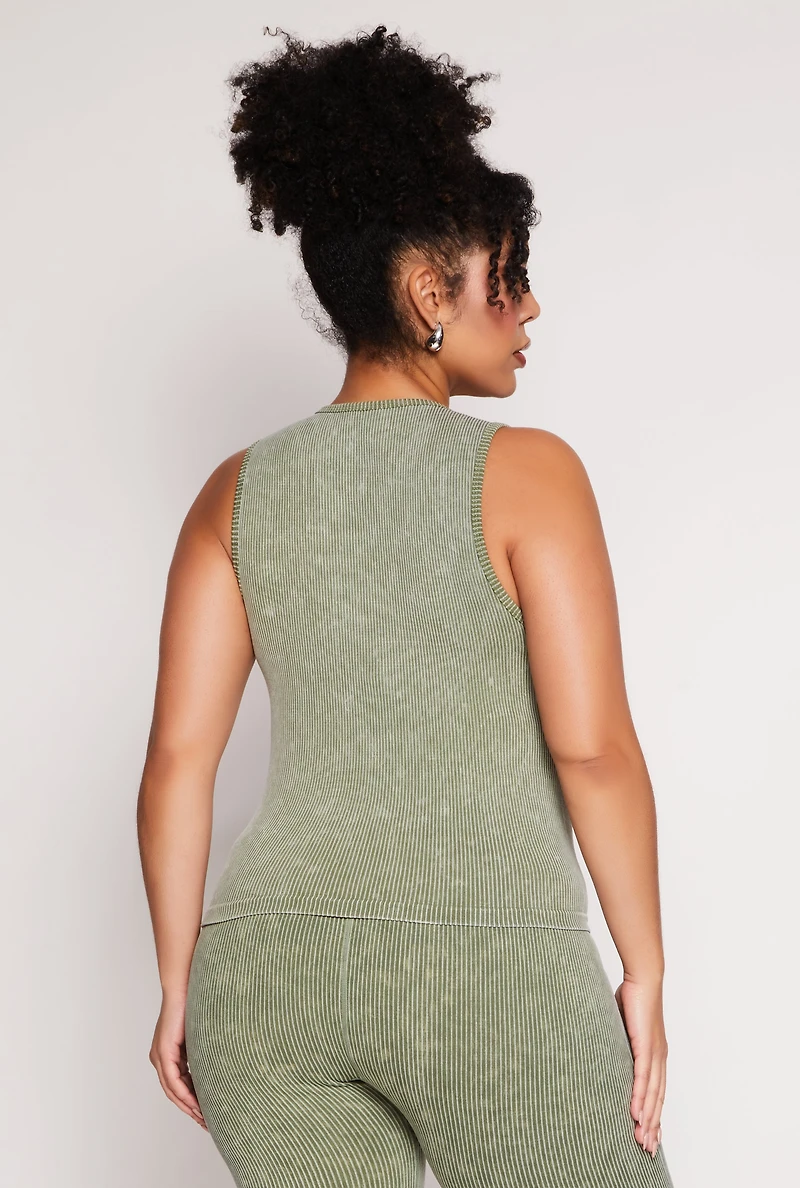 Plus Seamless Acid Wash Tank Top