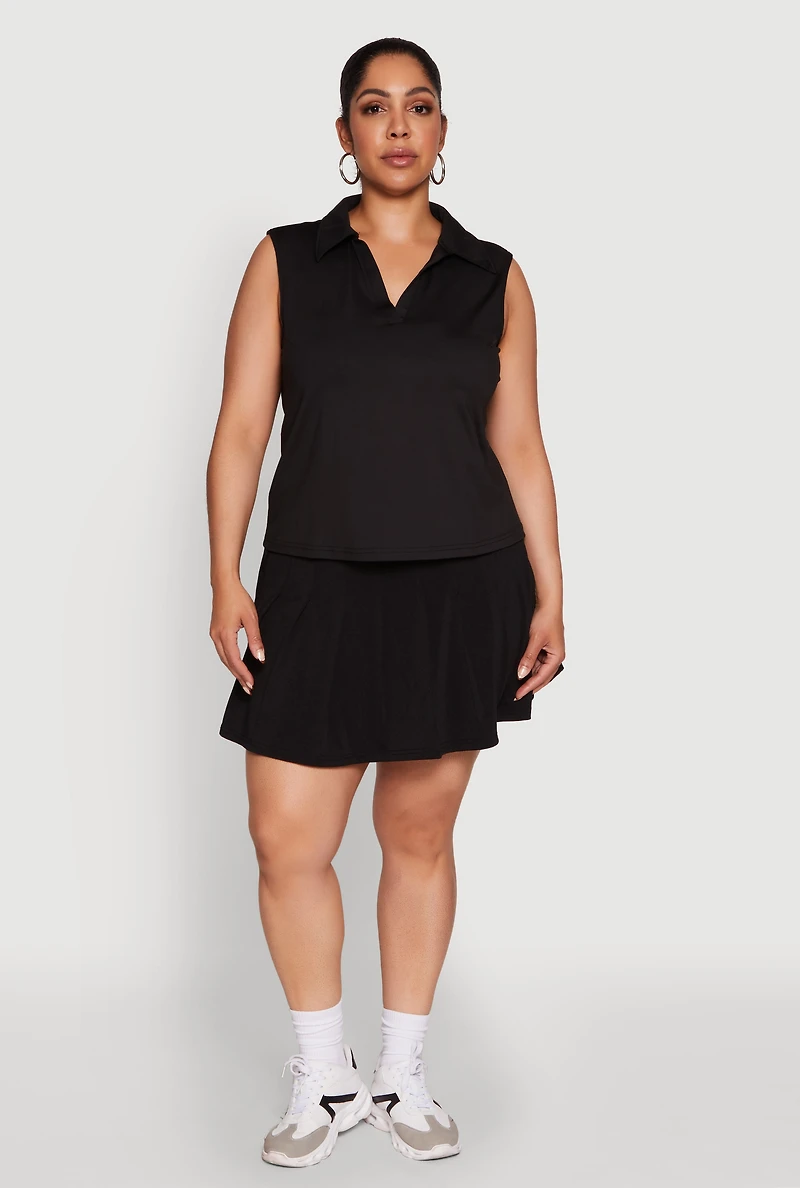 Plus Active Sleeveless Polo Top