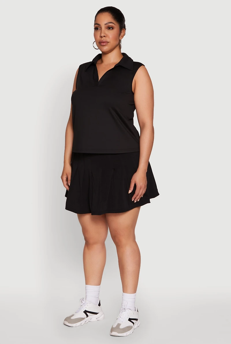 Womens Plus Active Sleeveless Polo Top, 2X