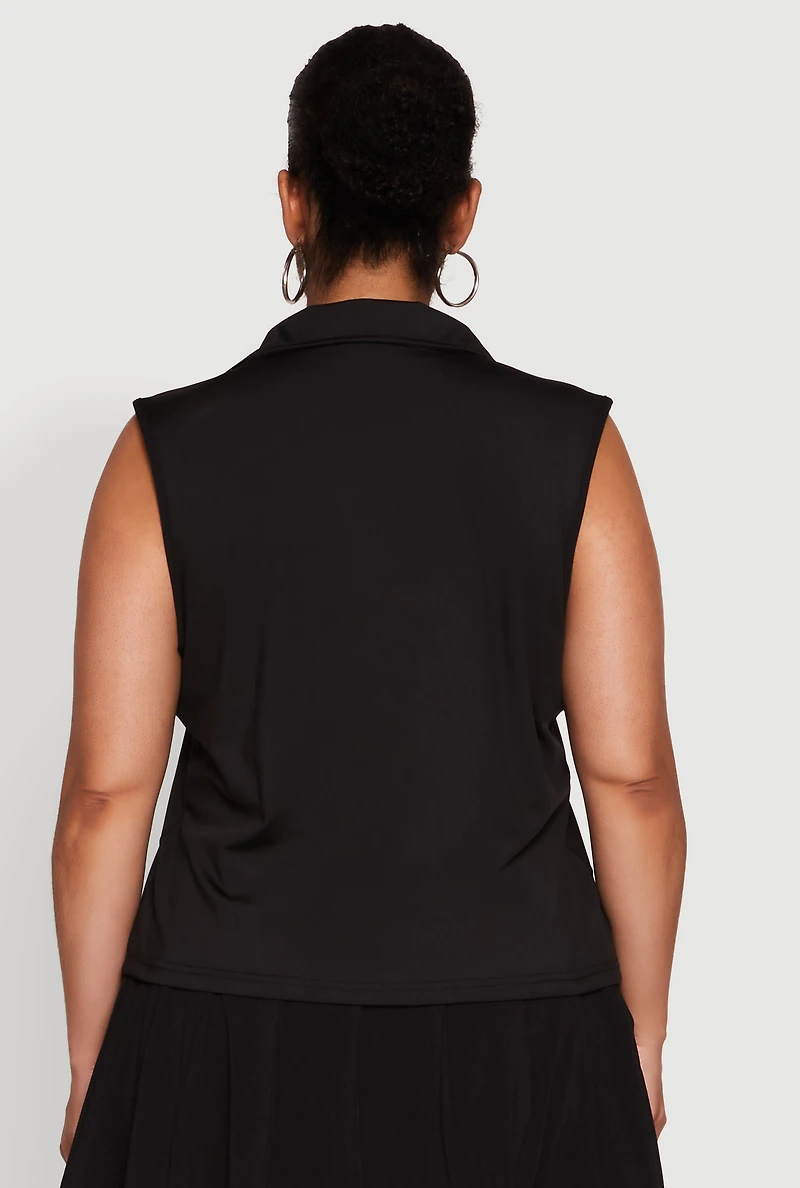 Plus Active Sleeveless Polo Top