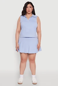 Womens Plus Active Sleeveless Polo Top,