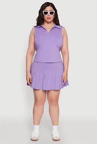 Womens Plus Active Sleeveless Polo Top, 1X