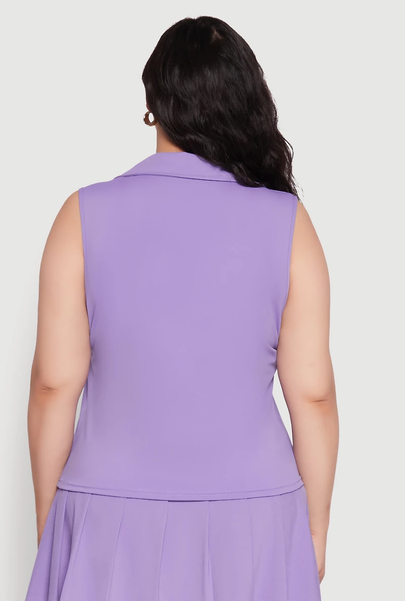Womens Plus Active Sleeveless Polo Top, 1X