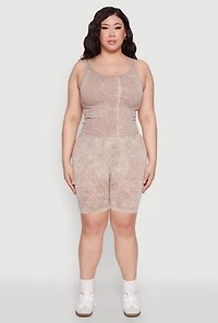 Womens Plus Seamless Mineral Wash Tank Top, 1X-2X