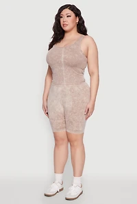 Womens Plus Seamless Mineral Wash Tank Top, 1X-2X