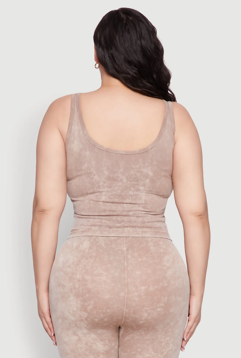 Womens Plus Seamless Mineral Wash Tank Top, 1X-2X