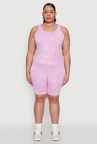 Womens Plus Size Seamless Mineral Wash Tank Top, Purple, Size 2X-3X