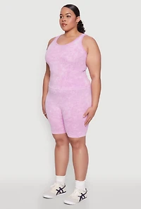Womens Plus Size Seamless Mineral Wash Tank Top, Purple, Size 2X-3X