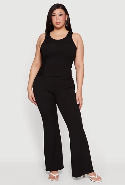 Plus High Waisted Flare Leg Pants
