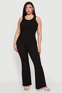 Plus High Waisted Flare Leg Pants