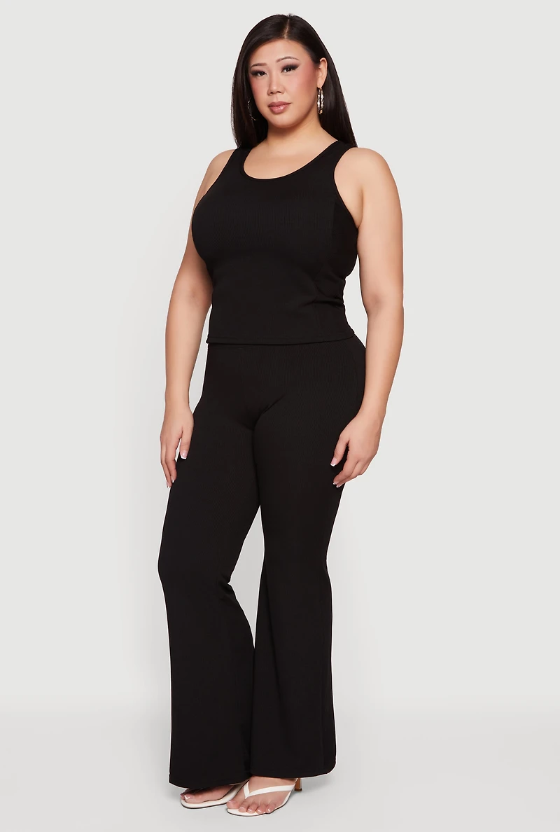 Plus High Waisted Flare Leg Pants