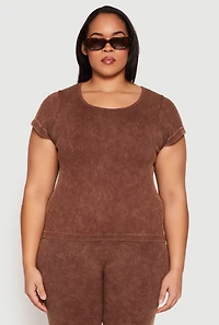 Plus Compression Rib Seamless Mineral Wash Top