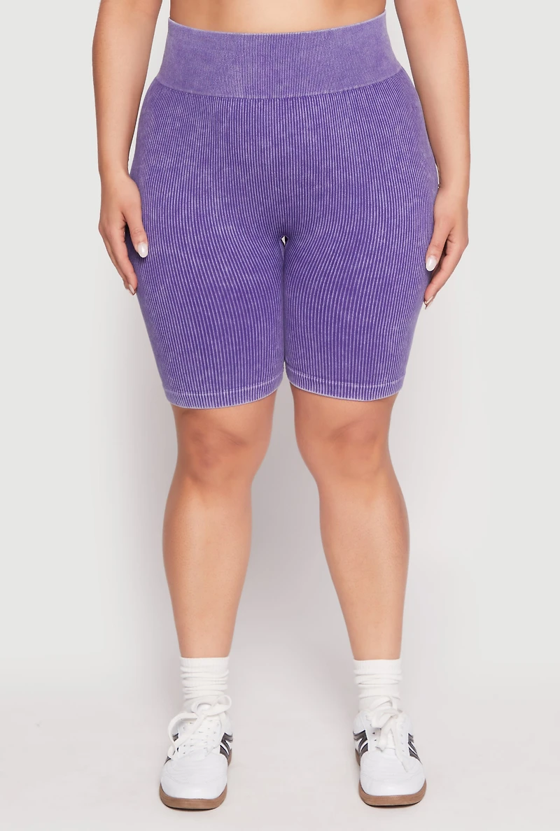 Plus Seamless Mineral Wash Biker Shorts