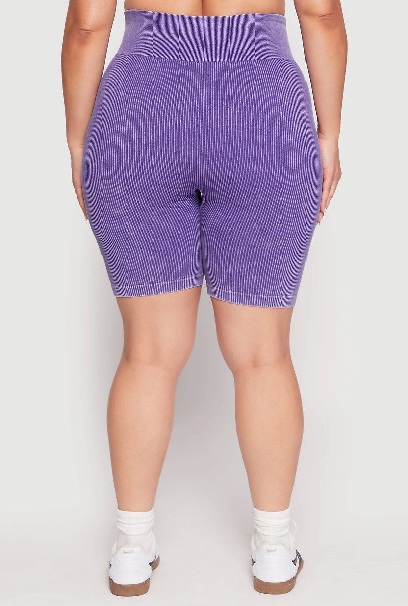 Plus Seamless Mineral Wash Biker Shorts