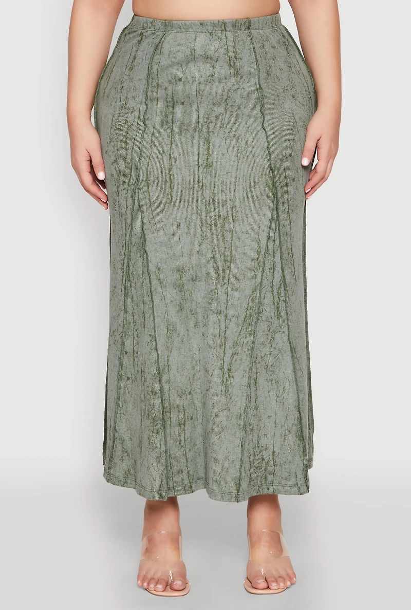 Womens Plus Size Mineral Wash Pintuck Short Sleeve Top, Green, Size 2X