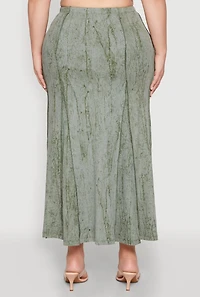 Womens Plus Size Mineral Wash Pintuck Short Sleeve Top, Green, Size 2X