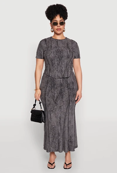 Plus Mineral Wash Mermaid Skirt