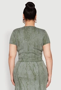 Womens Plus Size Mineral Wash Mermaid Skirt, Green, Size 2X
