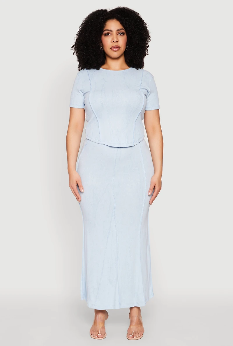 Plus Mineral Wash Mermaid Skirt