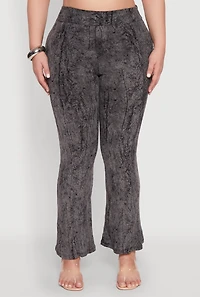 Womens Plus Size Mineral Wash Boot Cut Pants, Grey, Size 2X