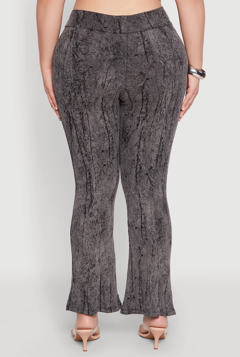 Womens Plus Size Mineral Wash Boot Cut Pants, Grey, Size 3X