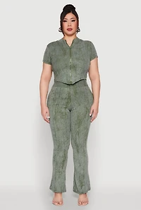 Womens Plus Mineral Wash Boot Cut Pants, 3X