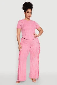 Womens Plus Size Mineral Wash Tee, Pink, Size 1X