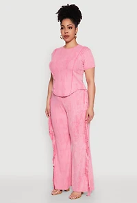 Womens Plus Size Mineral Wash Tee, Pink, Size 1X