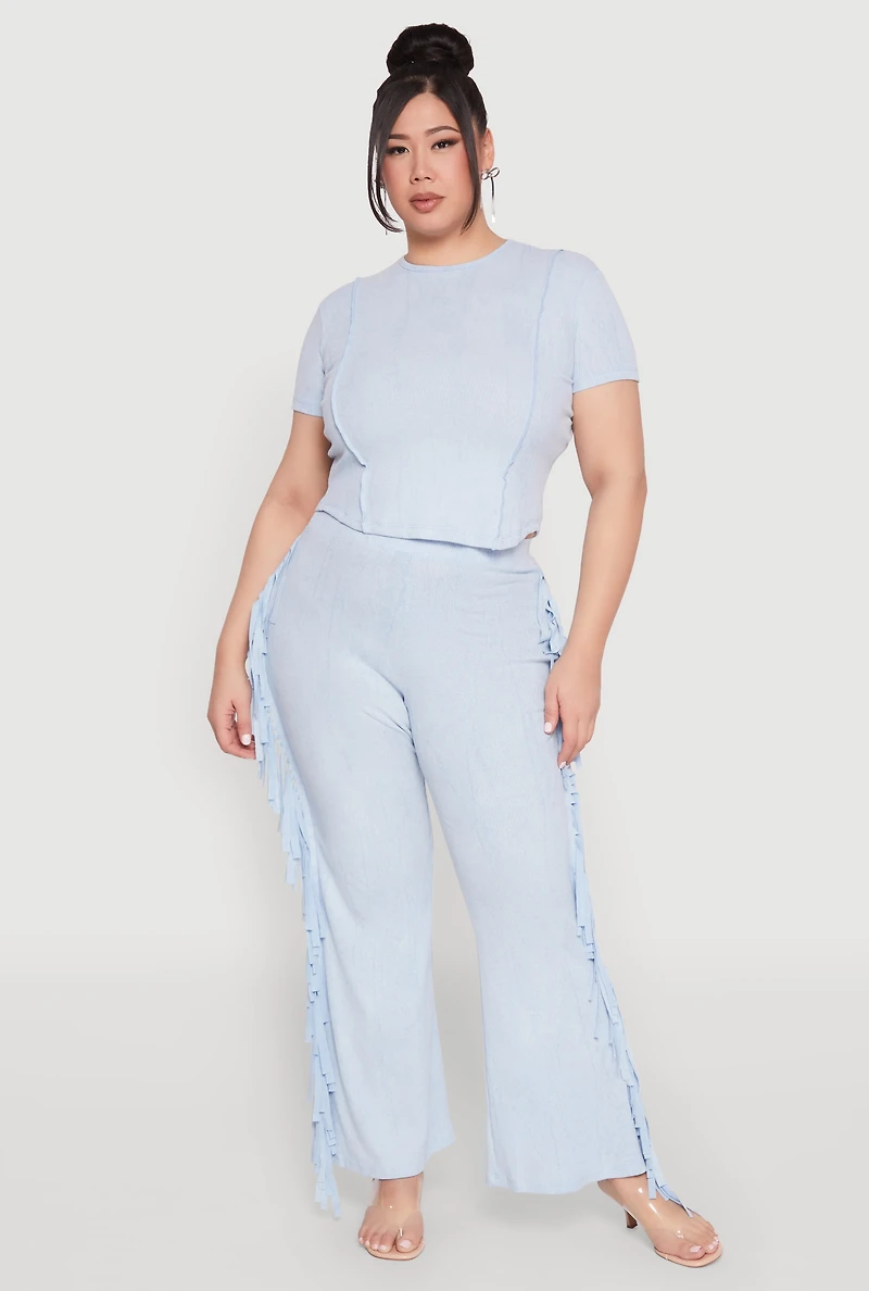 Womens Plus Size Mineral Wash Tee, Blue, Size 1X