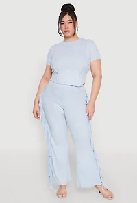 Womens Plus Size Mineral Wash Tee, Blue, Size 1X