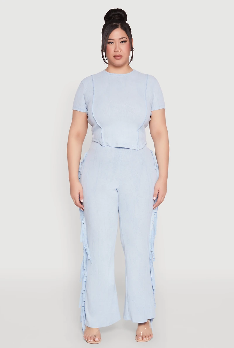 Womens Plus Size Mineral Wash Tee, Blue, Size 1X