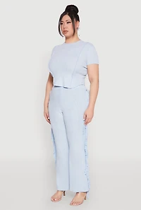 Womens Plus Size Mineral Wash Tee, Blue, Size 1X