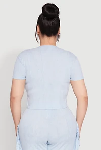 Womens Plus Size Mineral Wash Tee, Blue, Size 2X