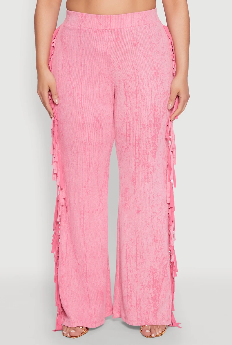 Plus Mineral Wash Side Fringe Pants