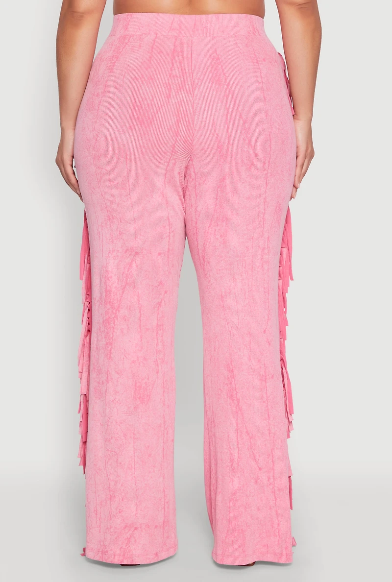 Plus Mineral Wash Side Fringe Pants