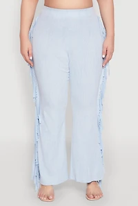 Womens Plus Mineral Wash Side Fringe Pants,