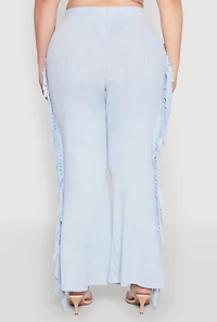 Womens Plus Mineral Wash Side Fringe Pants, 3X