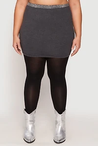 Womens Plus Size Rhinestone Waist Mini Skirt, Grey, Size 3X