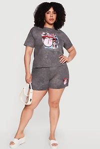 Plus Acid Wash Mouth Graphic Tee